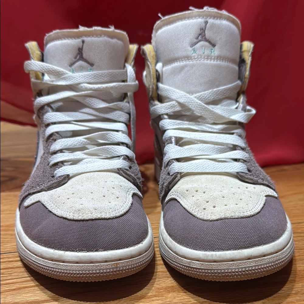 Air Jordan High-Top Sneakers in Gray and Cream